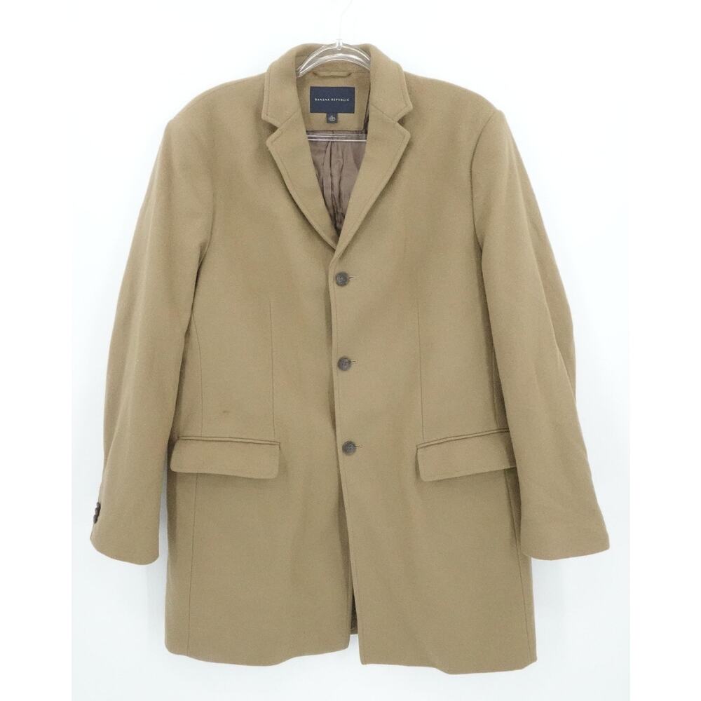 Banana Republic Coat Mens XL Wool Blend Topcoat Classic Jacket Fall Winter Heavy